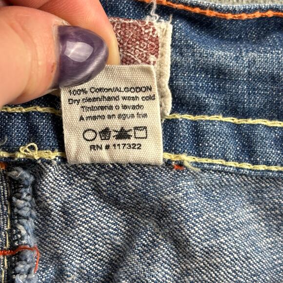 VTG Laguna Beach Jeans Men 40 Y2K Wide Leg White Stitch Streetwear Skull Blue - Picture 5 of 11